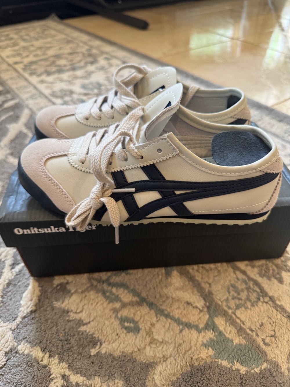 Onitsuka Tiger by Asics Women's Beige and Navy Sneakers